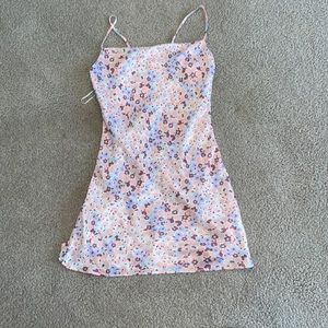 fun silky flower print midi dress